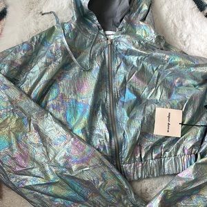 Superdown holographic cropped sweater